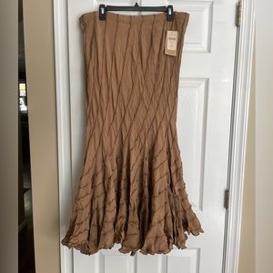 NWT ColdwaterCreek Maxi Flowy Skirt Tan Brown Womens 18 XL